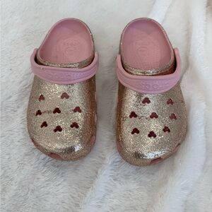 Crocs Women’s Disney Mickey Pink Rose Gold Glitter Clogs